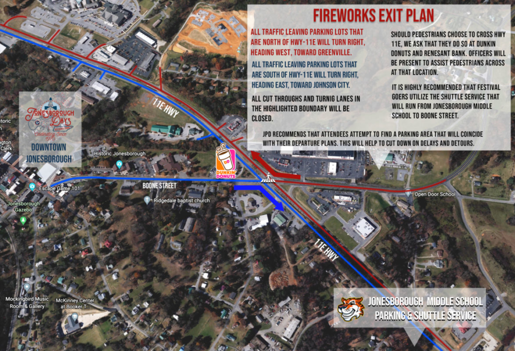 Jonesborough Days Firework Exit Map - Town of Jonesborough, Tennessee