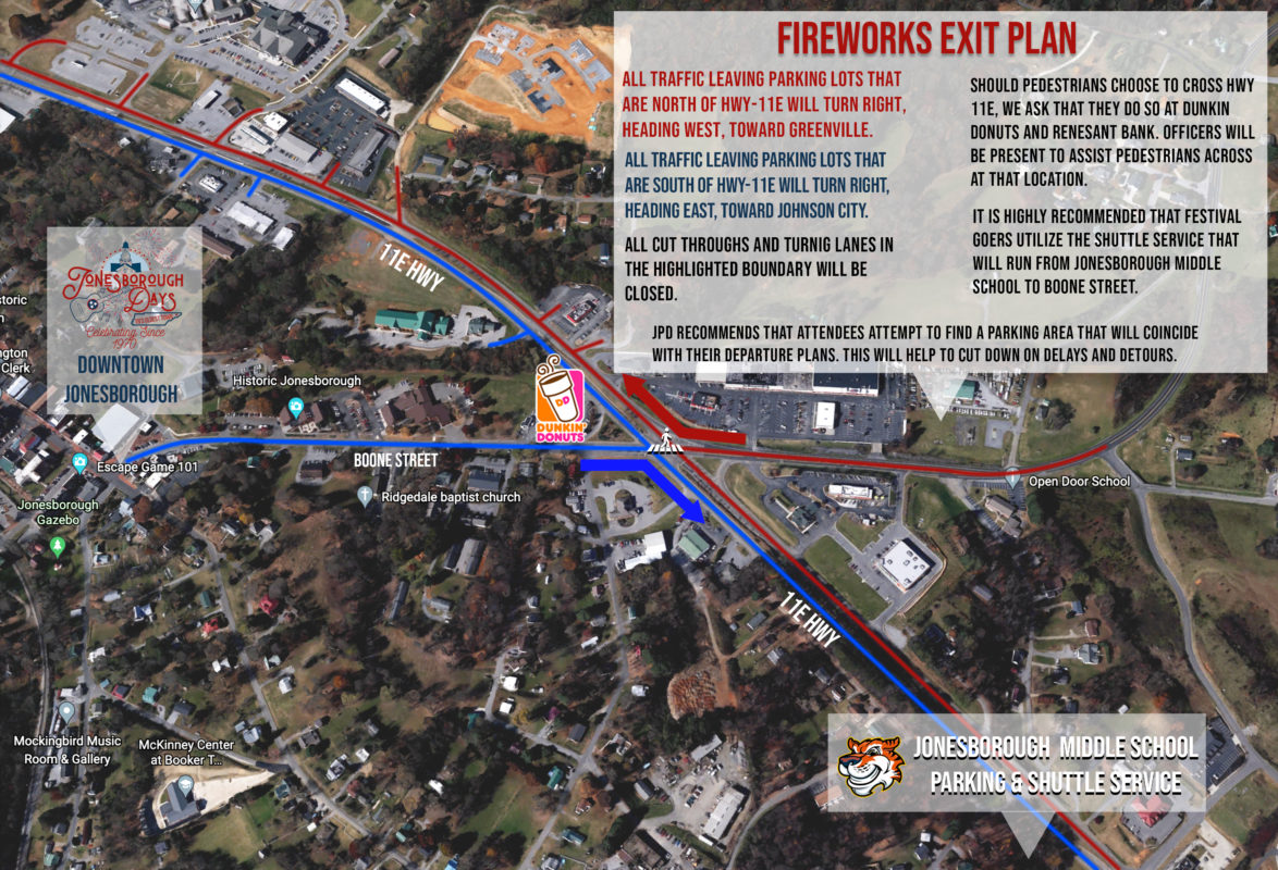 Jonesborough Days Firework Exit Map